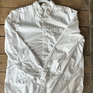 GAP XL Mens Poplin Cotton White with Navy Microdot Shirt